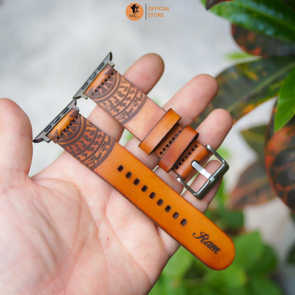 Dây Đồng Hồ AW 2,3,4,5,6,7,8, AW Ultra Da Bò Thanh Lịch - RAM Leather Simple trống đồng màu vàng bò