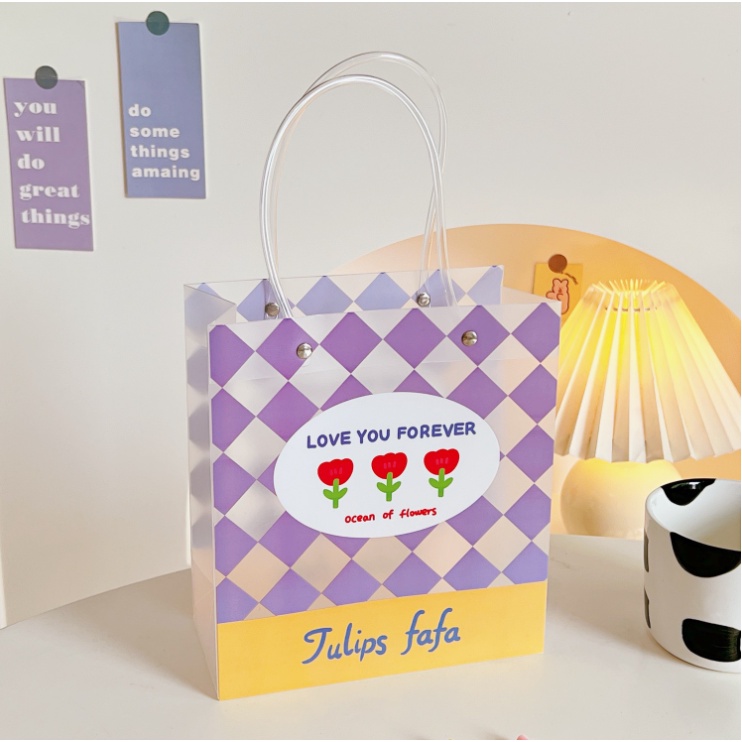 Túi đựng quà hình cute dễ thương - giỏ đựng đồ nhựa PVC trong cao cấp dùng được nhiều lần