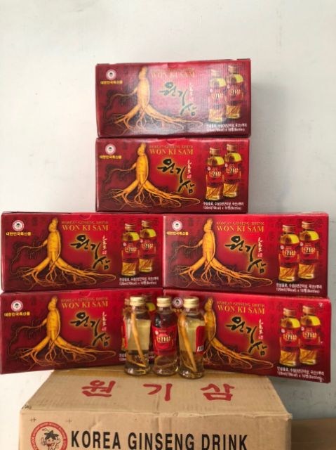 [Date 2 năm]HỘP 10 CHAI NƯỚC UỐNG NHÂN SÂM WON KI SAM HÀN QUỐC 120ML NGUYÊN CỦ SÂM TRONG TỪNG CHAI | BigBuy360 - bigbuy360.vn