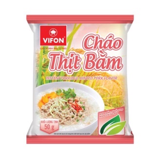 VIFON : 5 gói cháo Thịt Bằm 50g & mì chay rau nấm 60g & snack chua cay 40g & phở bò 65g