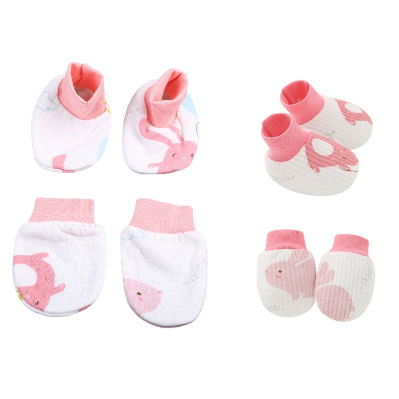 Set 2 Đôi Găng Tay Cotton Mềm Mại Bảo Vệ Chống Trầy Xước Cho Bé Sơ Sinh