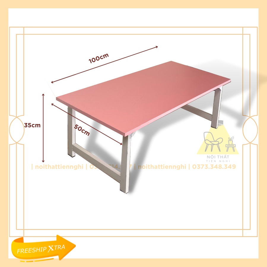 Bàn bệt kiểu Nhật màu hồng gấp gọn đa năng - ngồi bệt học tập/ làm việc/ trang điểm - BBHX