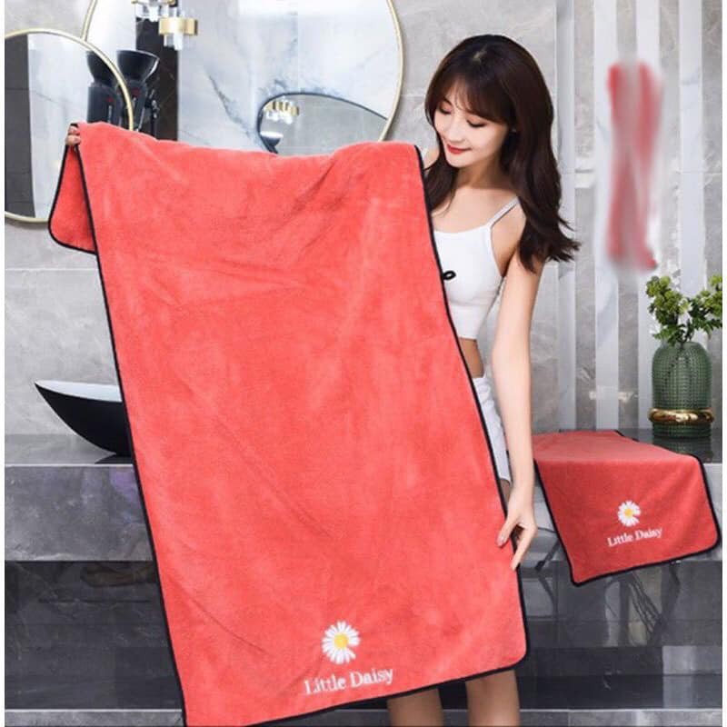 Sét khăn tắm hoa cúc lông cừu siêu mềm mịn ( sét 2 khăn tắm và khăn mặt họa tiết hoa cúc )
