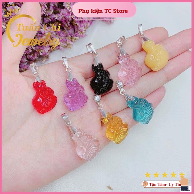 Mặt Dây Chuyền Hồ Ly May Mắn Tình Duyên, Đá Đủ Màu Theo Mệnh