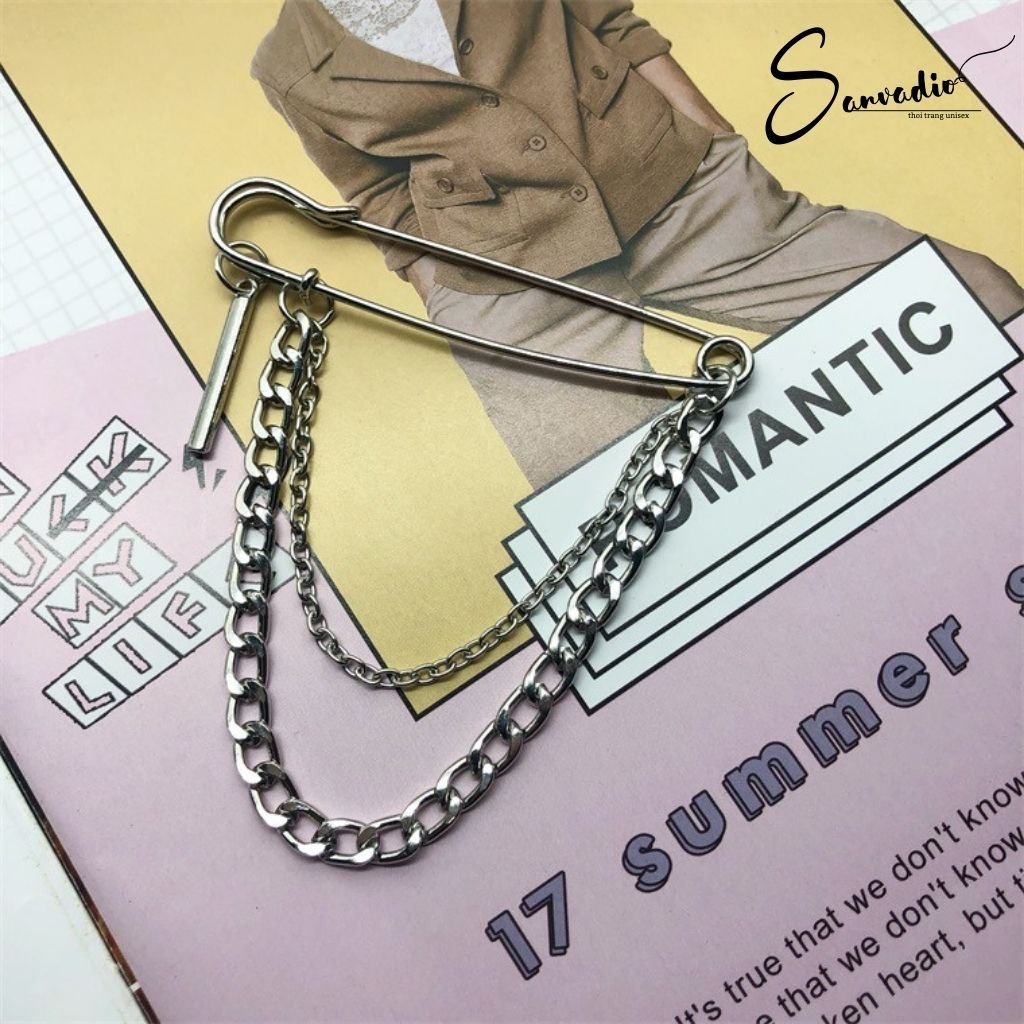 Ghim cài quần áo kim loại phong cách hàn quốc - Gim cài áo vest quần jean bằng titan mẫu 1 ghim phong cách hip hop mới