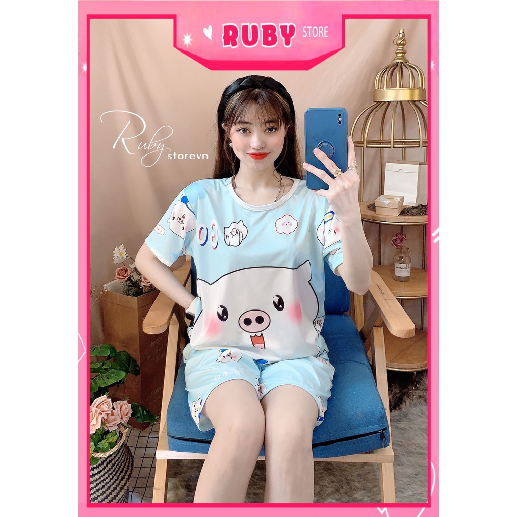 Đồ bộ thun đùi bé trai bé gái chất thun mềm mát size dưới 35kg in hình doremon kitty gấu heo dễ thương DBRBD SIZE S