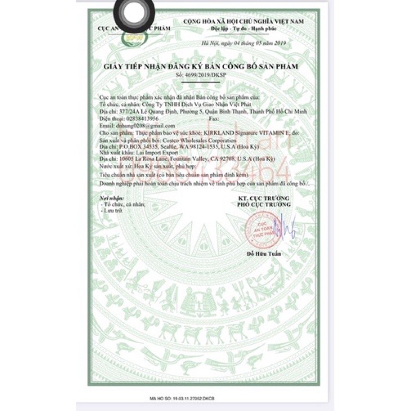 Viên uống Vitamin E Kirkland 500v
