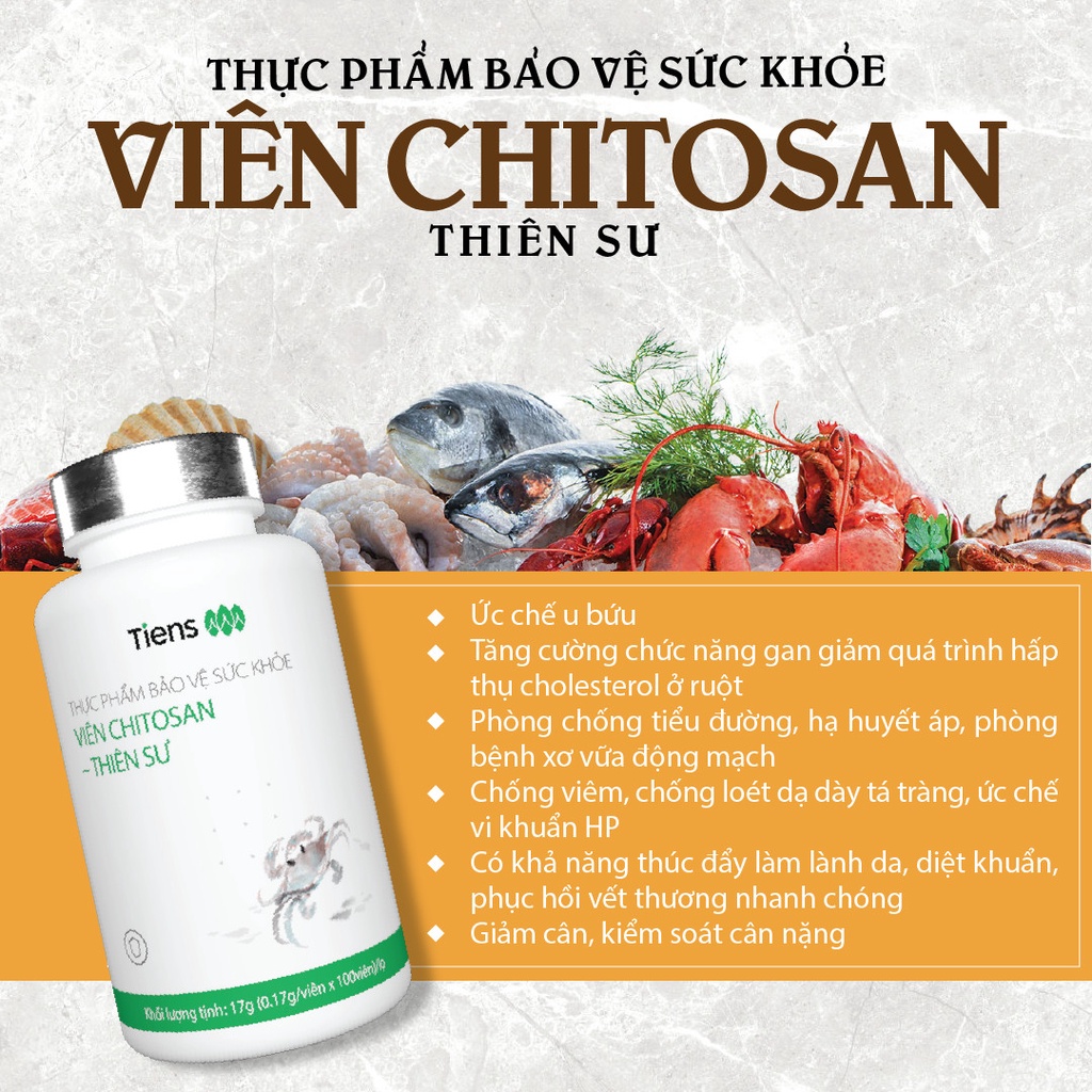 Viên chitosan Tiens Thiên Sư vệ sỹ miễn dịch cho cơ thể hộp 100 viên
