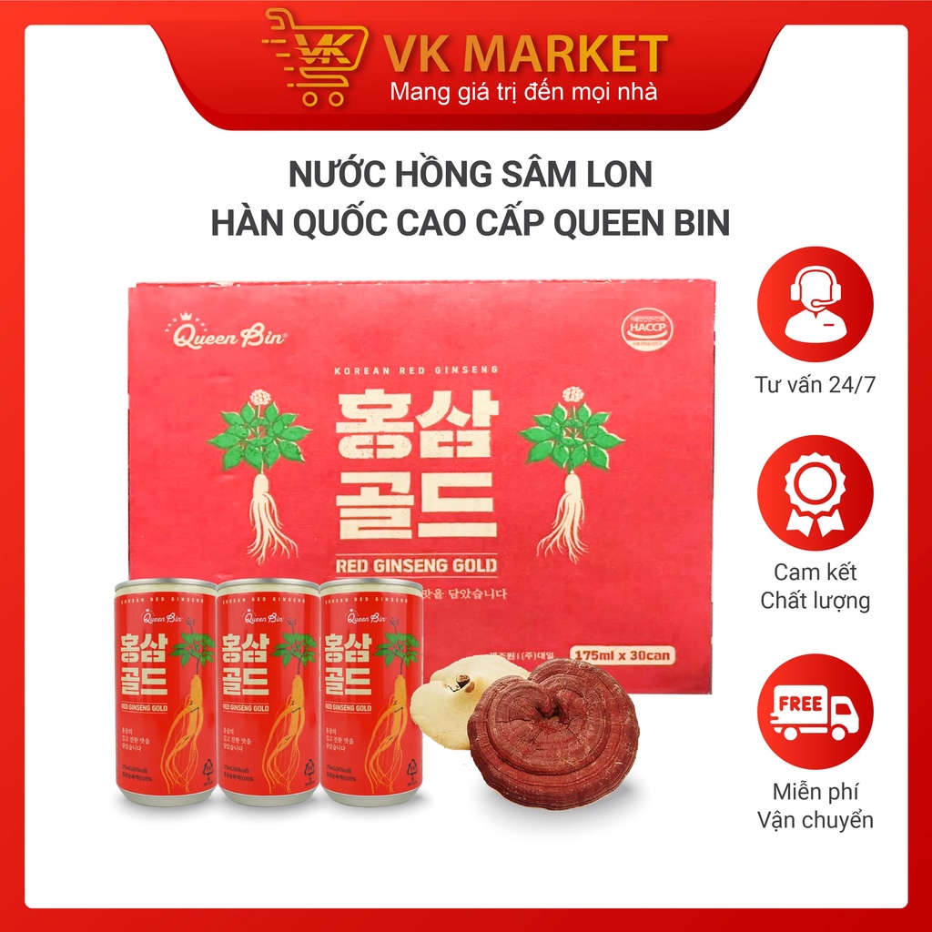 Nước hồng sâm Queen Bin Hàn Quốc lon cao 175ml - VK Market