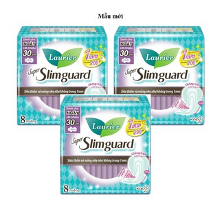Combo 3 Gói Băng Vệ Sinh Ban Đêm Laurier Super Slimguard Siêu Mỏng Cánh 1mm