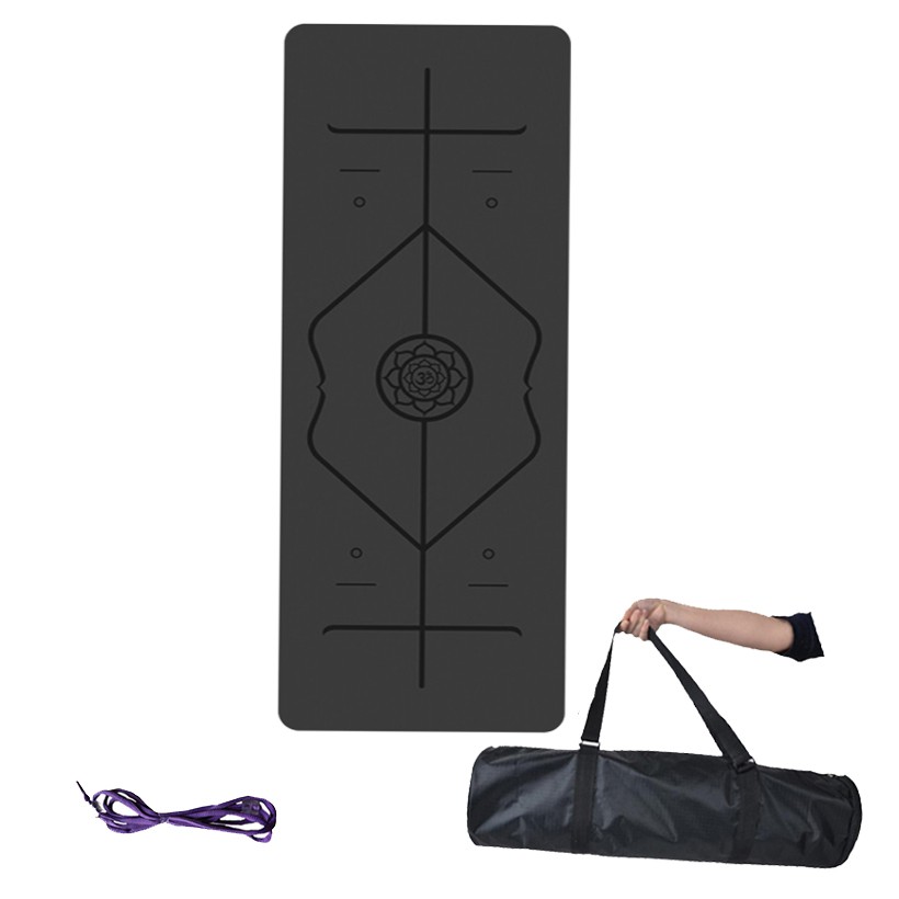 Thảm Tập Yoga Định Tuyến 8mm 1 lớp TPE + Kèm túi và dây buộc thảm