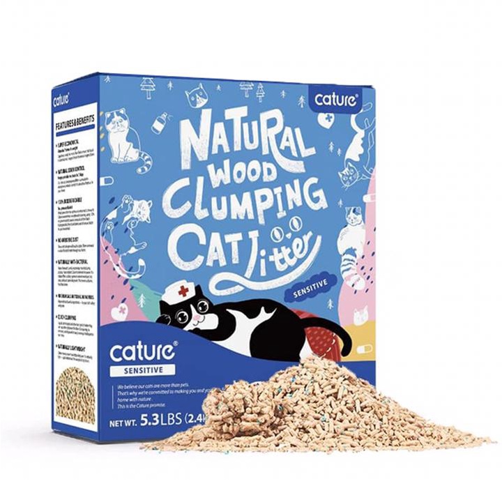 Cát gỗ Cature Natural Wood dành cho mèo loại 5,3l túi 2,4kg xả được bồn cầu