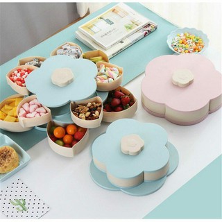 Sẵn hàng Khay đựng bánh kẹo - mứt 2 tầng hình cánh hoa