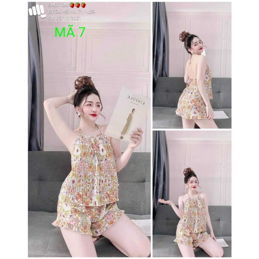 DUI13 - DUI14 - DUI45 - Đồ bộ sexy mặc nhà dưới 63 kg - BỘ QUẦN ĐÙI ÁO YẾM DẬP LY HÌNH THẬT