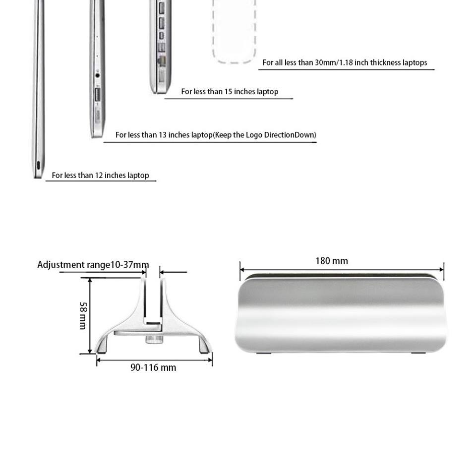 Stand/Đế Nhôm Cắm Dọc Kê Macbook/Laptop Vertical