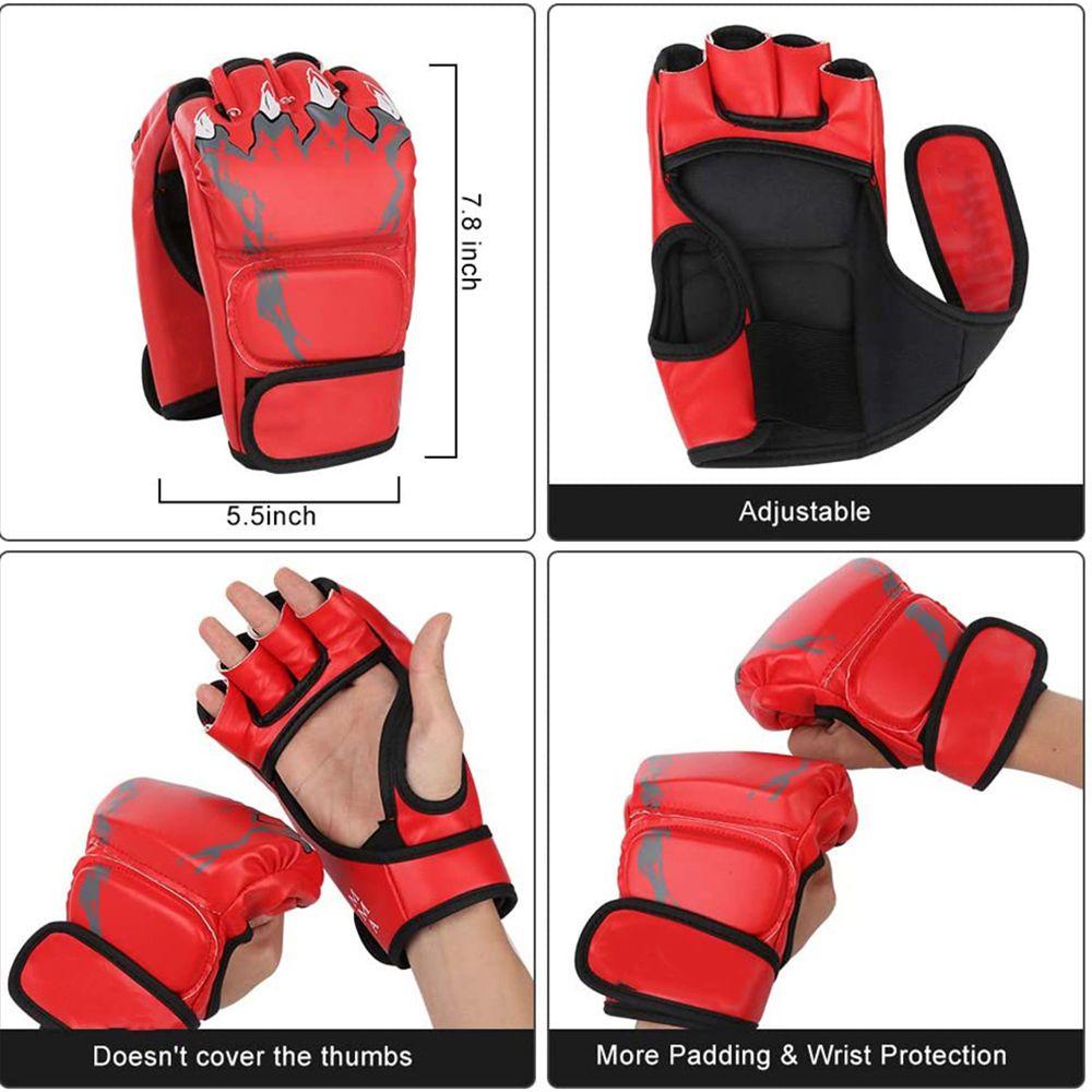 1 Đôi Găng Tay Đấm Bốc Nửa Ngón Bằng Da PU Hình Móng Hổ REBUY1