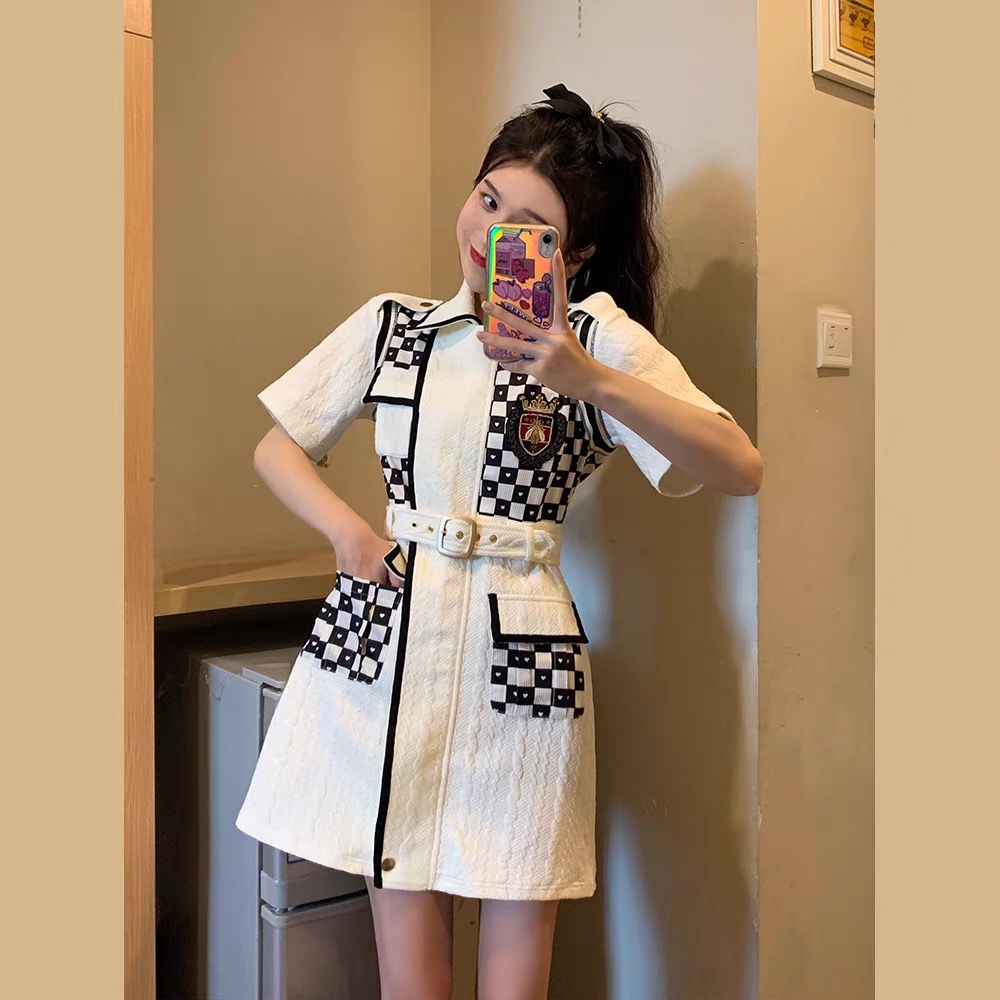 Muel original ~ small fragrance dress women's summer design sense, small crowd, slim waist, high-grade Polo skirt
