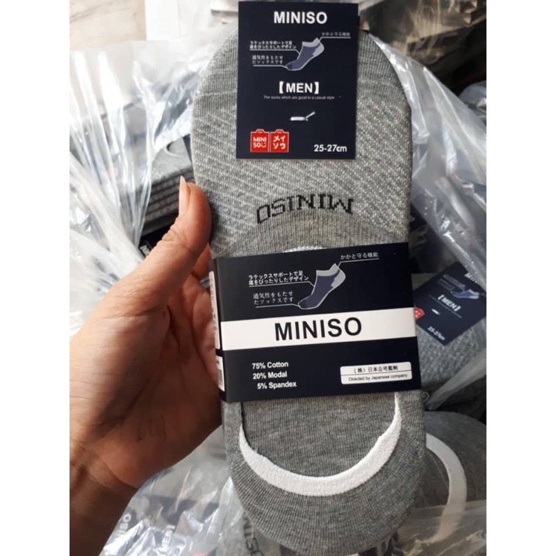 Vỉ 5 đôi tất Hài Lười Nam Miniso Kháng Khuẩn Xuất Nhật