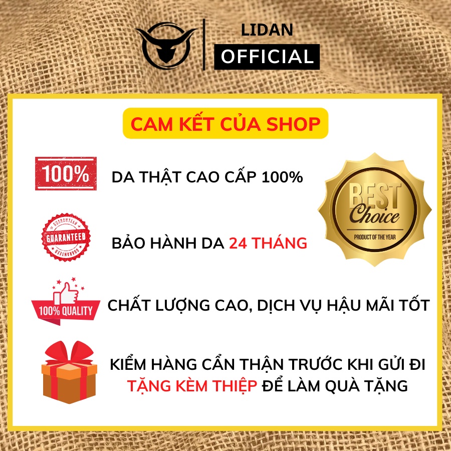 Ví nam cao cấp khắc tên theo yêu cầu LIDAN, bóp nam ngang da bò thật có hộp vintage kèm thiệp làm quà tặng bạn trai LD3