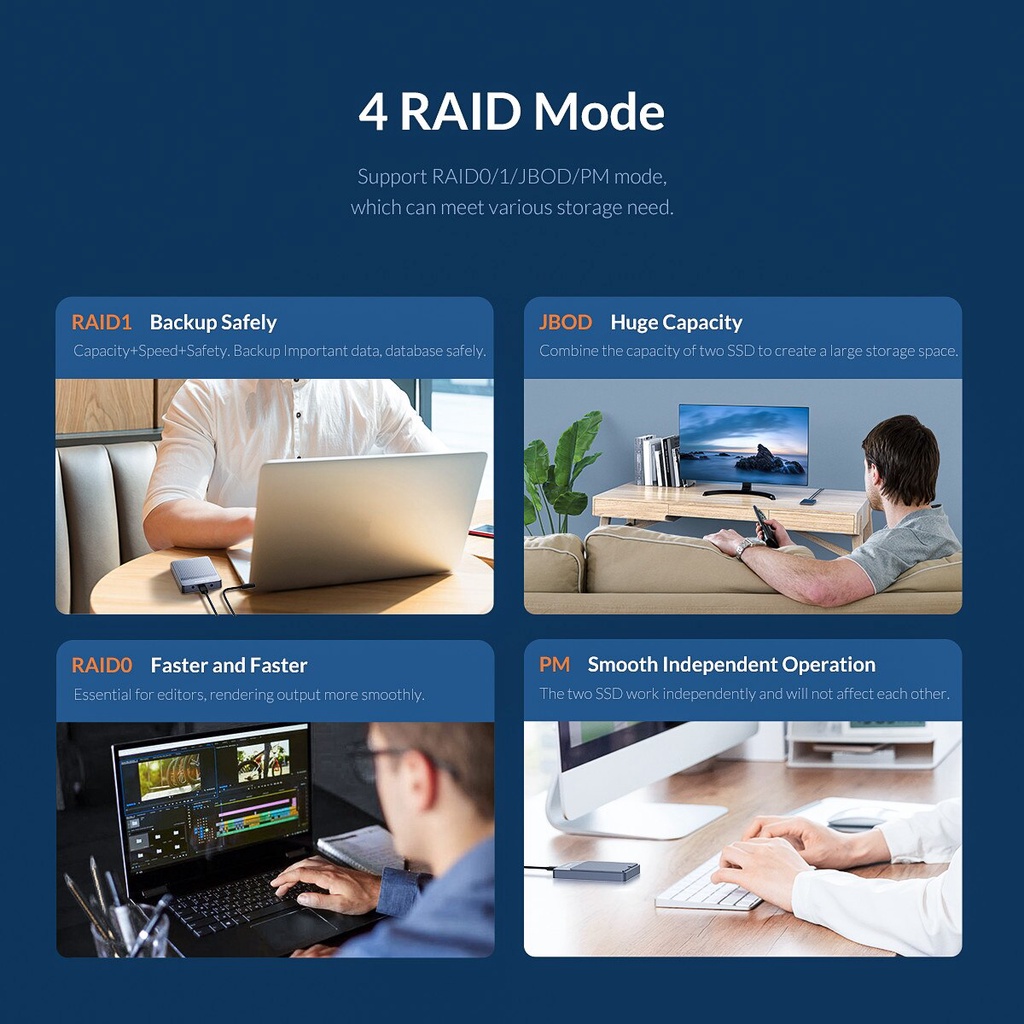 Orico lsdt raid dual bay m2 ssd case hỗ trợ m.2 ngff sata ssd disk for b key & b + m key ssd hỗ trợ pm / rad 0 / chế độ rad 1 / jbod