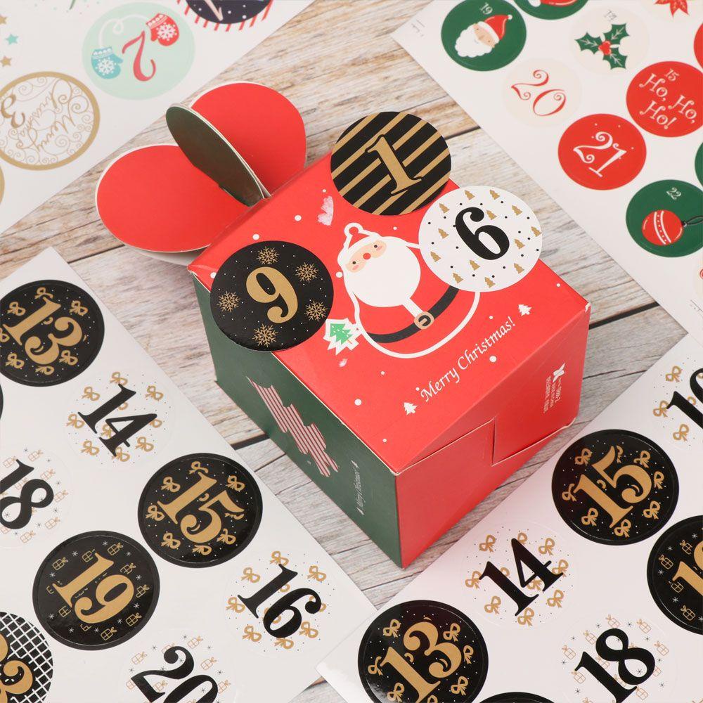 Set 5 Tờ Nhãn Dán Trang Trí Quà Tặng Giáng Sinh Tự Dính Có Lịch Tiện Lợi