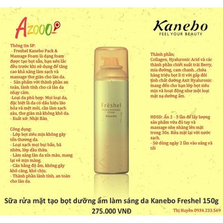 Sữa rửa mặt tạo bọt dưỡng ẩm làm sáng da Kanebo Freshel 150g
