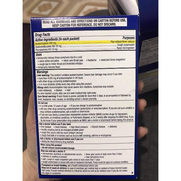 trà TheraFlu 6 gói của Mỹ