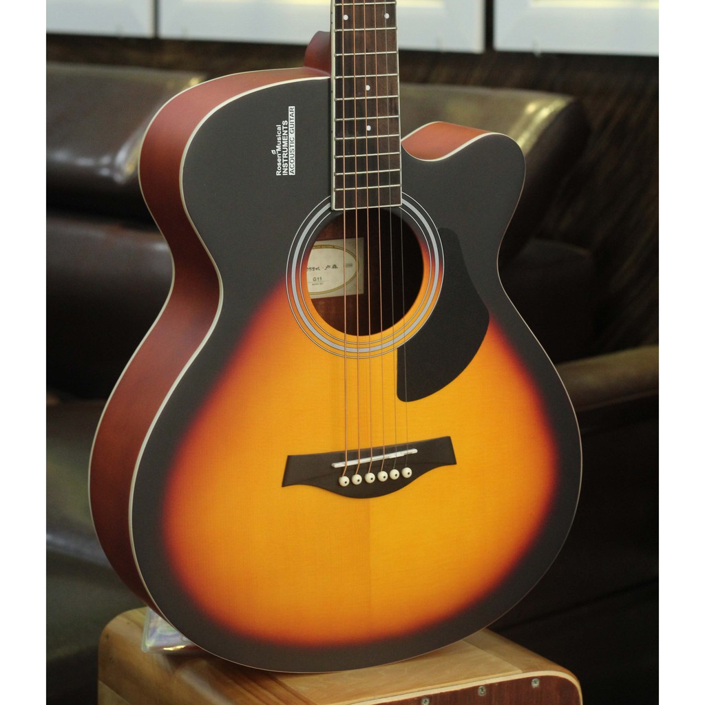 Đàn Guitar Acoustic Rosen G11SB-A (Gỗ Thịt- Solid top)+ Tặng kèm khóa học của Guitarist Hiển râu và đầy đủ phụ kiện