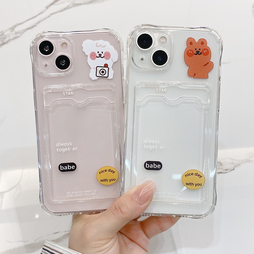Ốp Điện Thoại Chống Sốc Có Ngăn Đựng Thẻ Và Hình Hoạt Hình Dễ Thương Cho IPhone 13 Pro Max 12 Pro Max 11 7 8 Plus X XS Max SE 2020