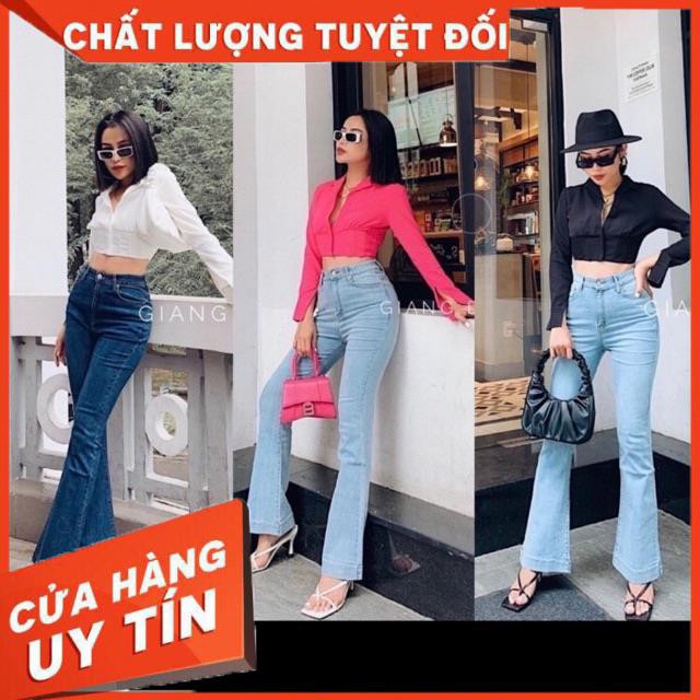 QUẦN ỐNG BASS LOE DÁNG DÀI CHẤT JEANS SIÊU ĐẸP- ảnh thật shop chụp