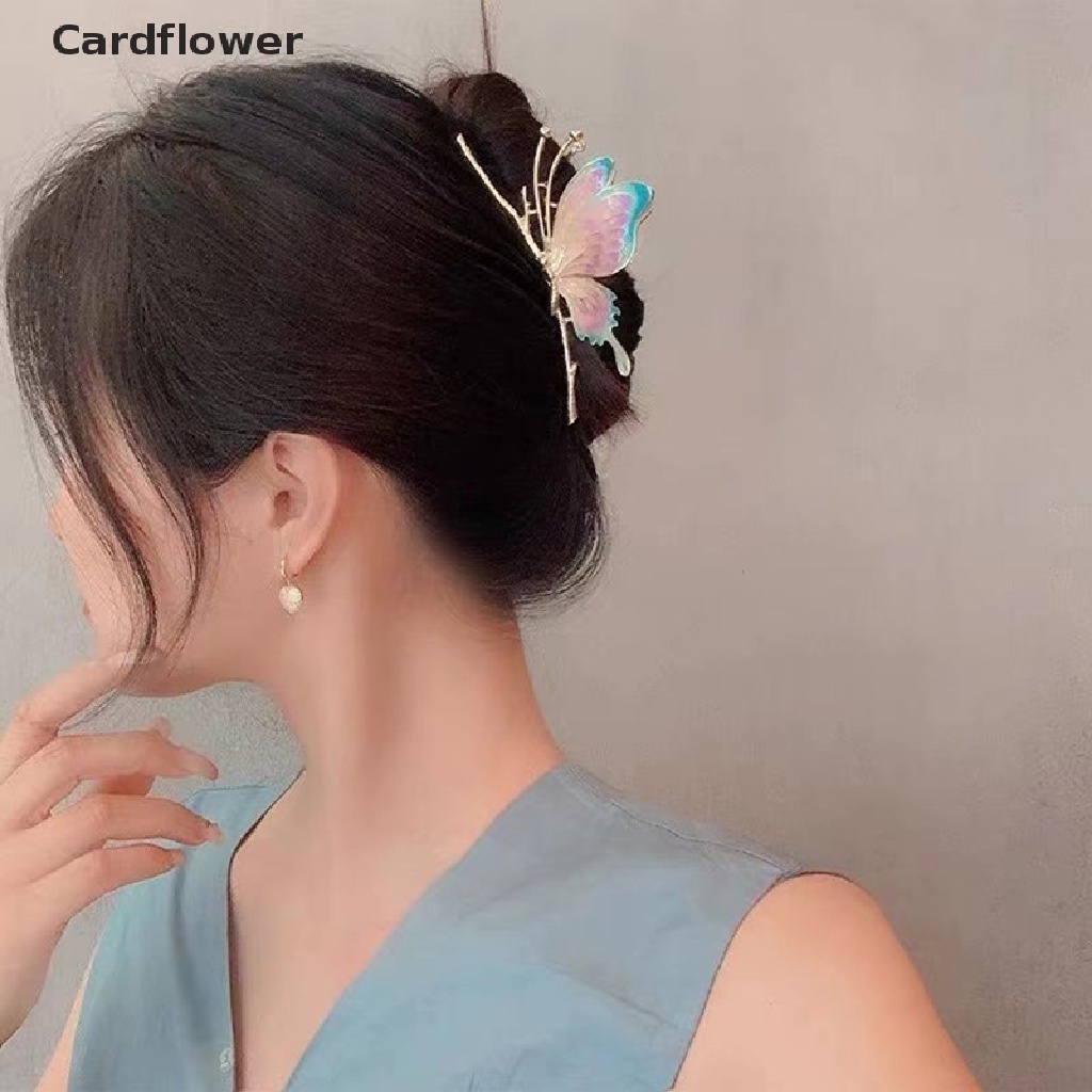 &lt; Cardflower &gt; Kẹp Tóc Bướm / Cua / Cá Mập Bằng Kim Loại Thời Trang Thanh Lịch Cho Nữ Đang Giảm Giá
