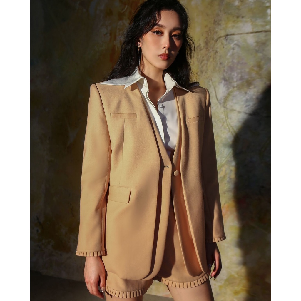 Áo blazer hai vạt màu be - Foldelazer BLAZER - Achelois