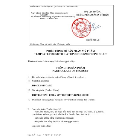 Kem chống nắng dành cho da dầu Image Skincare PREVENTION+ Daily Matte Moisturizer +SPF32 7g