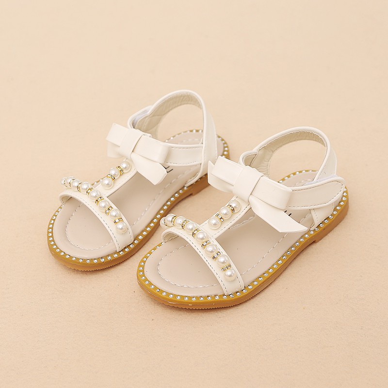 Giày sandals đính ngọc trai xinh xắn cho bé