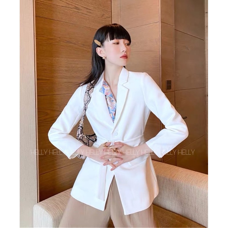ÁO BLAZER NỮ PHỐI LỤA FORM SUÔNG | HELLY SHOP