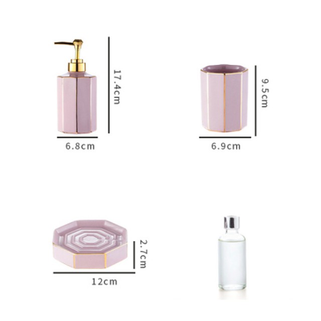 LỌ VÀ ĐĨA ĐỰNG SỮA TẮM XÀ PHÒNG NHÀ TẮM PUNNY PINK 4PCS