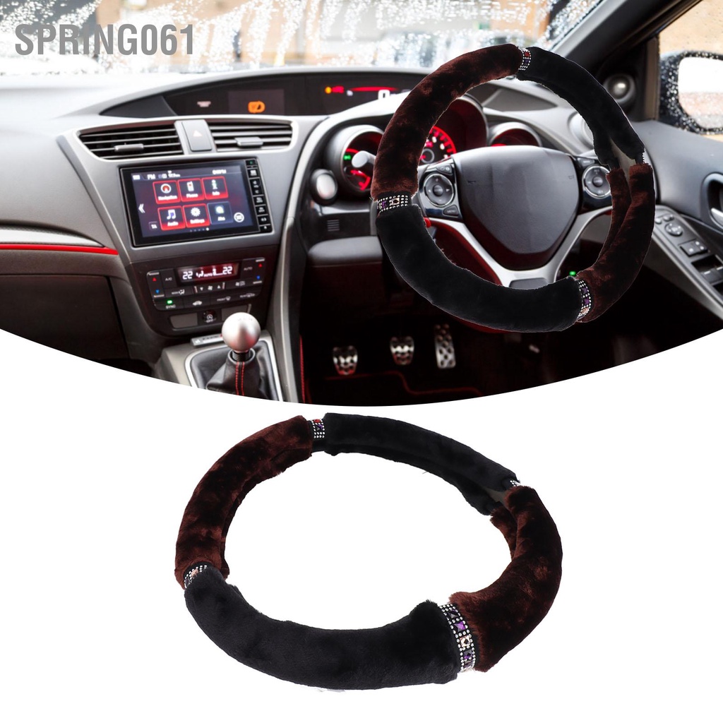 Spring061 15 inch Bao bọc vô lăng đa năng Thân thiện với môi trường Phụ kiện nội thất ô tô sang trọng cho mùa đông ấm áp