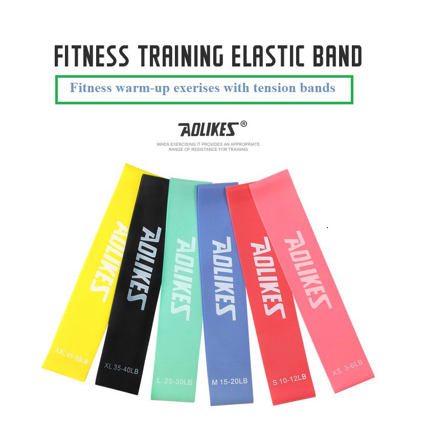 Combo 6 dây kháng lực tập mông chân tập gym mini band aolikes Power Fitness A1002