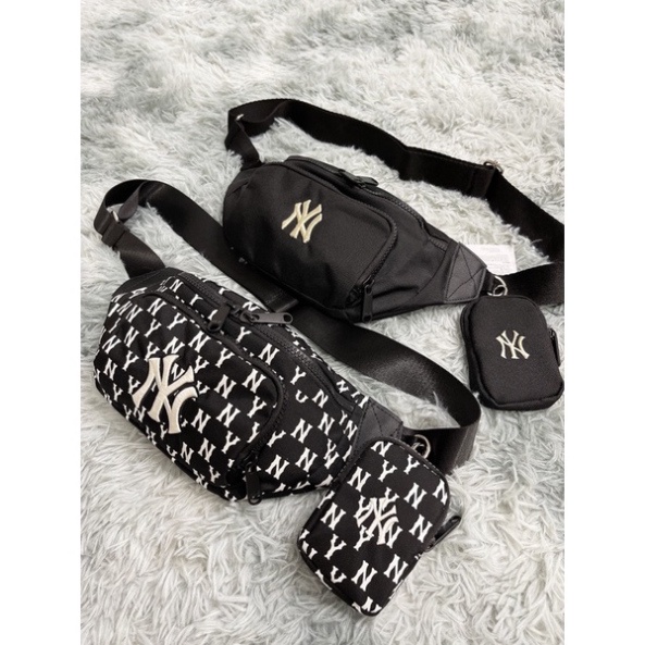 | ẢNH THẬT | Túi bao tử nam nữ  M L B B438 MONOGRAM WAIST BAG BLACK KÈM TÚI NHỎ