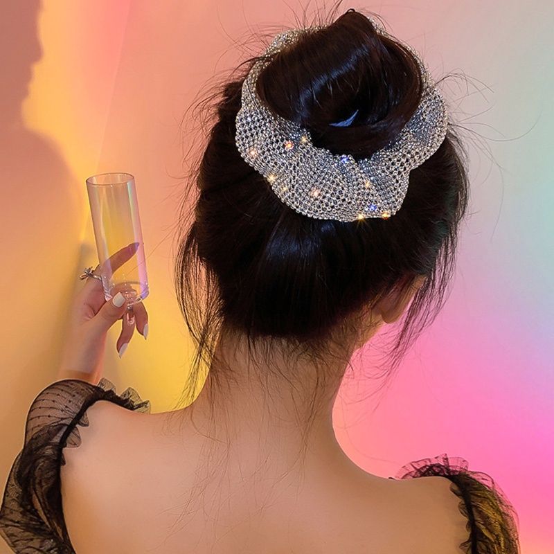 Dây Buộc Tóc Co Giãn Đính Đá Lấp Lánh Xinh Xắn Cho Nữ