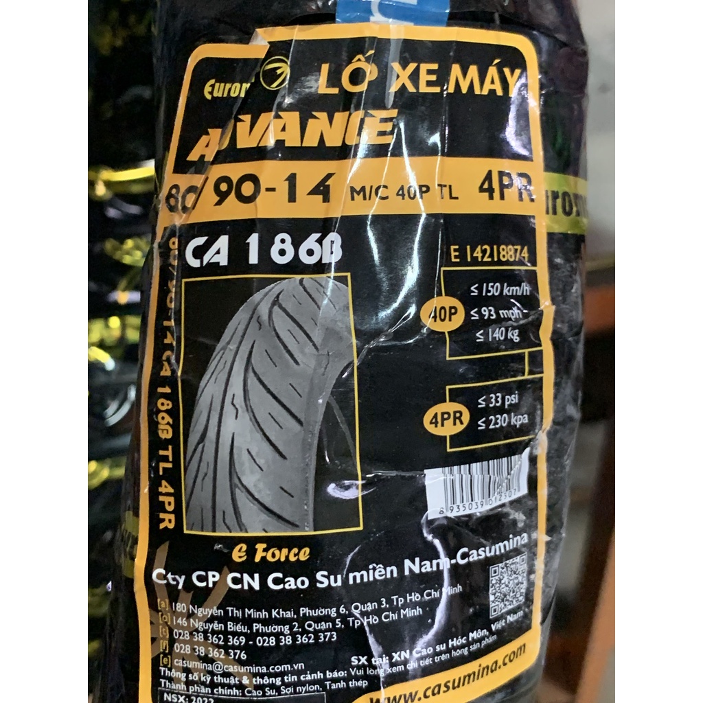 Vỏ Euromina 70-80-90-100/90/14 Bánh Trước/Sau Airblade, Click, Vario, Vision, Mio, Pcx cũ - Không Ruột