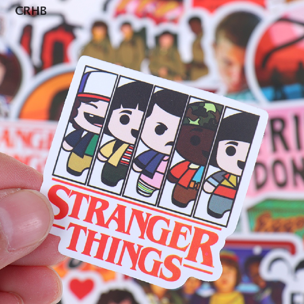 Bộ 50 Sticker Dán Trang Trí Ván Trượt / Laptop / Va Li Hình Stranger Things Mới