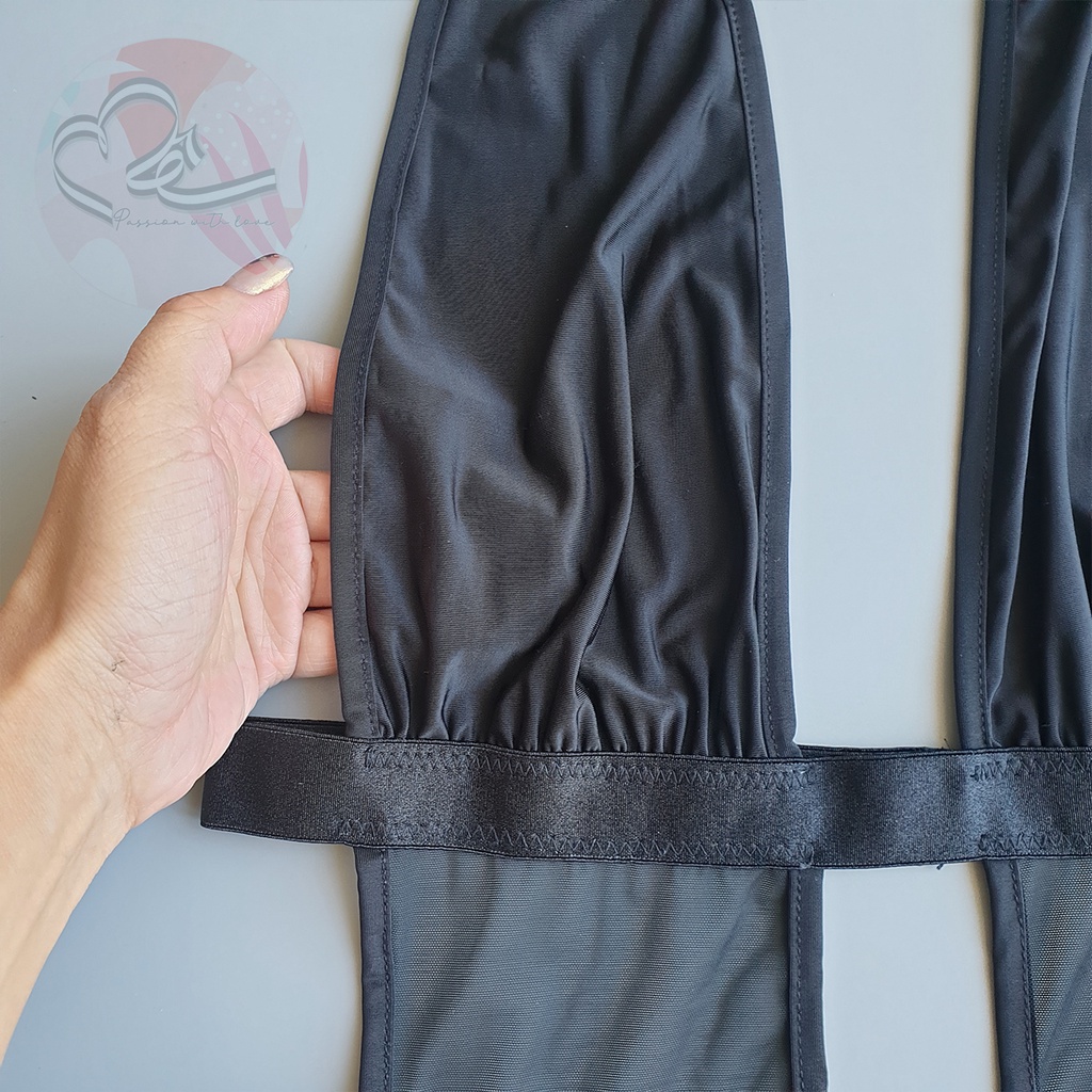 Yếm liền quần bodysuit voan phối sợi tổng hợp lụa quyến rũ Nova F xuất khẩu Anh