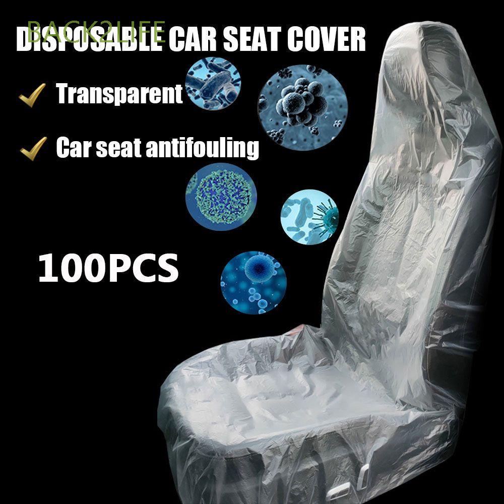 Set 100 vỏ bọc ghế ngồi xe hơi bằng nhựa pe trong suốt chống thấm nước dùng một lần tiện dụng