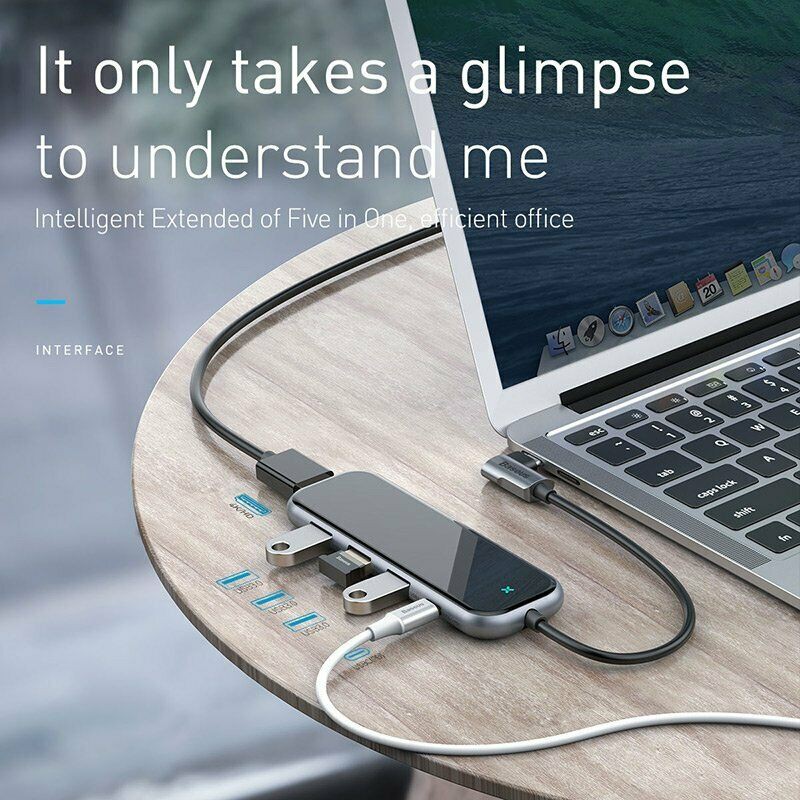 Bộ USB C Hub Baseus Mirror Series mở rộng USB 3.0, 3.5mm, HDMI 4K@30Hz,sạc không dây Apple Watch cho Macbook, Laptop...