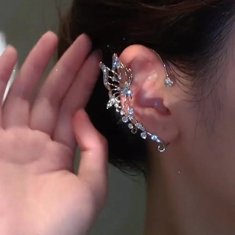 Bông Tai Hình Bướm Đính Đá Zircon Phong Cách Hàn Quốc Sang Trọng Cho Nữ