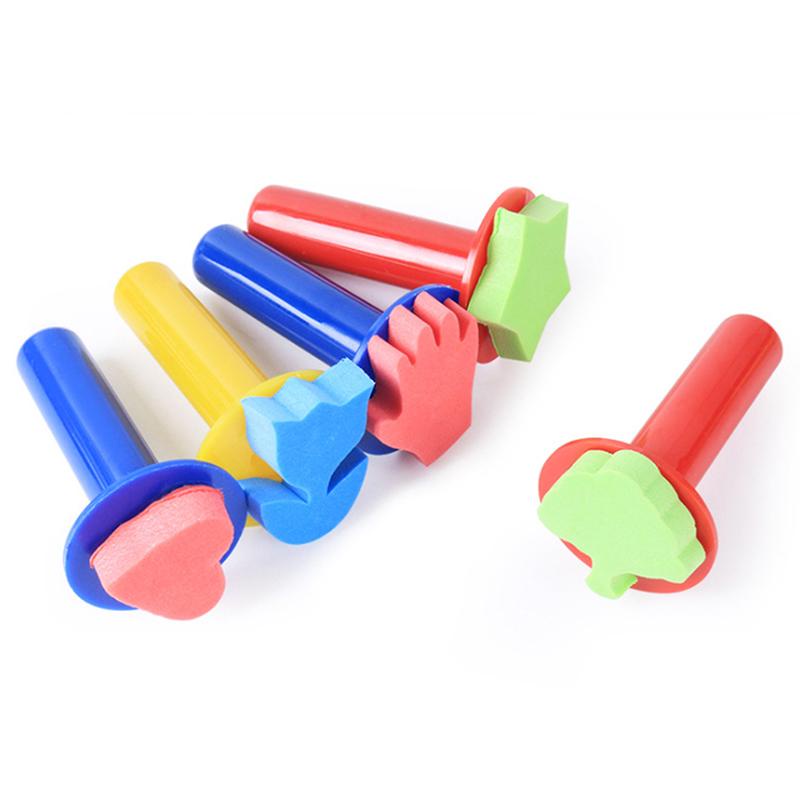 Children Art Painting Sponge Brush Stamp Seal Toy Handle Educational Tools