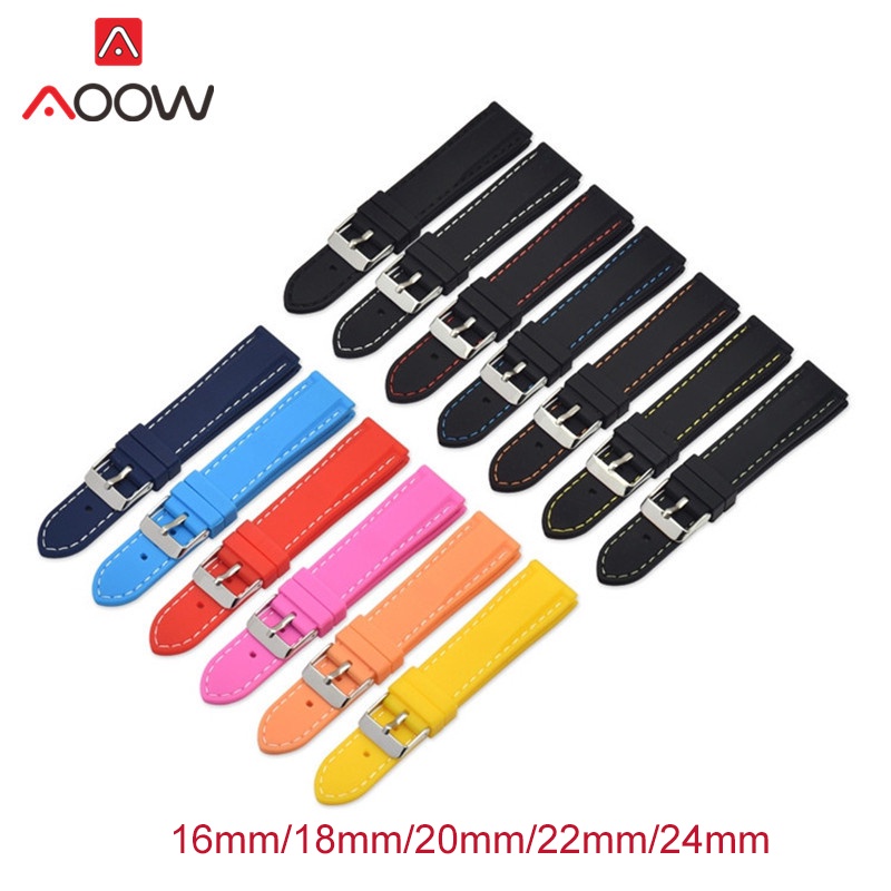 Dây Đồng Hồ Thể Thao Bằng Silicone Chống Thấm Nước 18mm 20mm 22mm 24mm Cho Gear S3 Ticwatch