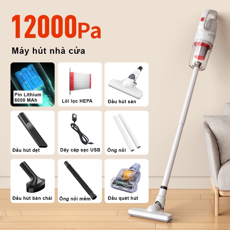 [TẶNG THẢM LAU CHÂN] Máy hút bụi cầm tay gia đình Rowanto không dây, sạc USB - Hàng chính hãng - Bảo hành 24 tháng