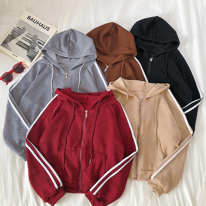 Áo khoác nỉ tay kẻ sọc ulzzang F8915